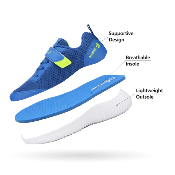 [EZ-Ons BreezeRunners] Breathable And Lightweight Kids Running Sneakers - ROYAL BLUE NEON - 4